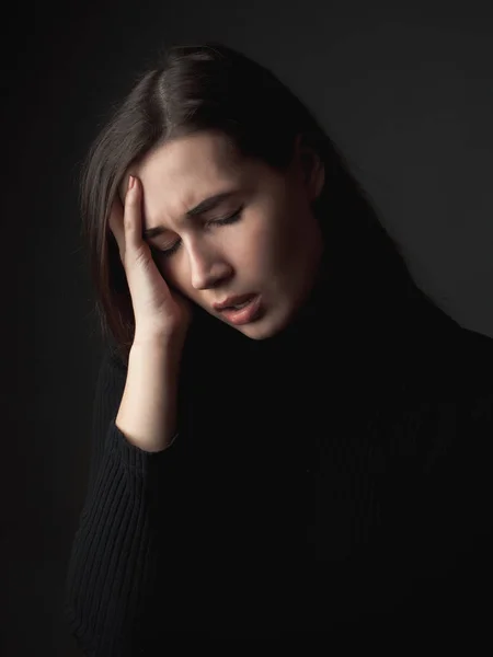 Portret Van Trieste Jonge Vrouw — Stockfoto