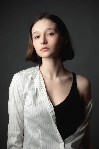 Beautiful Young Woman Shirt — Stock Photo, Image