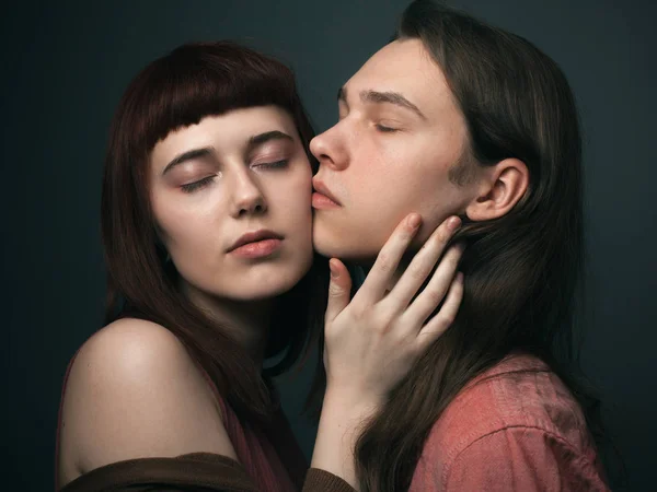 Passionate Couple Love Studio Portrait — Stock Photo, Image