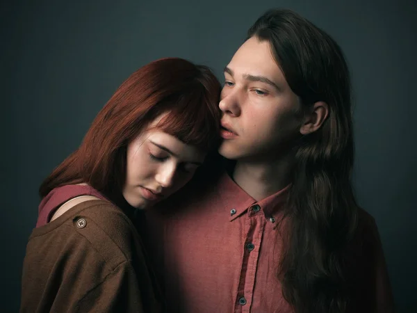 Young Passionate Couple Love Studio — Stock Photo, Image