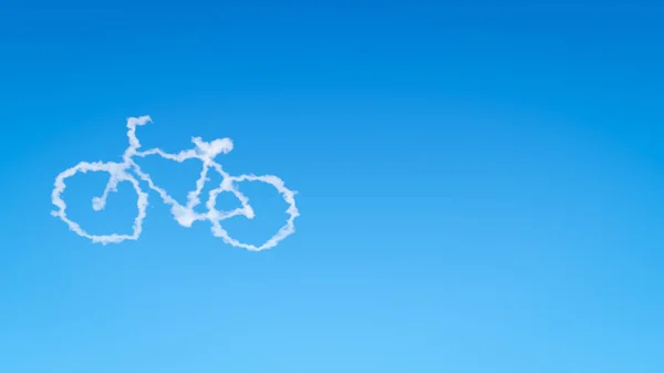 Bicicleta Símbolo Forma Nuvem Céu Azul Com Copyspace — Fotografia de Stock