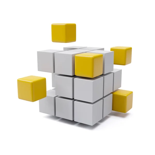 Combining Orange Cubes Building Project Concept Illustration — Stock Photo, Image