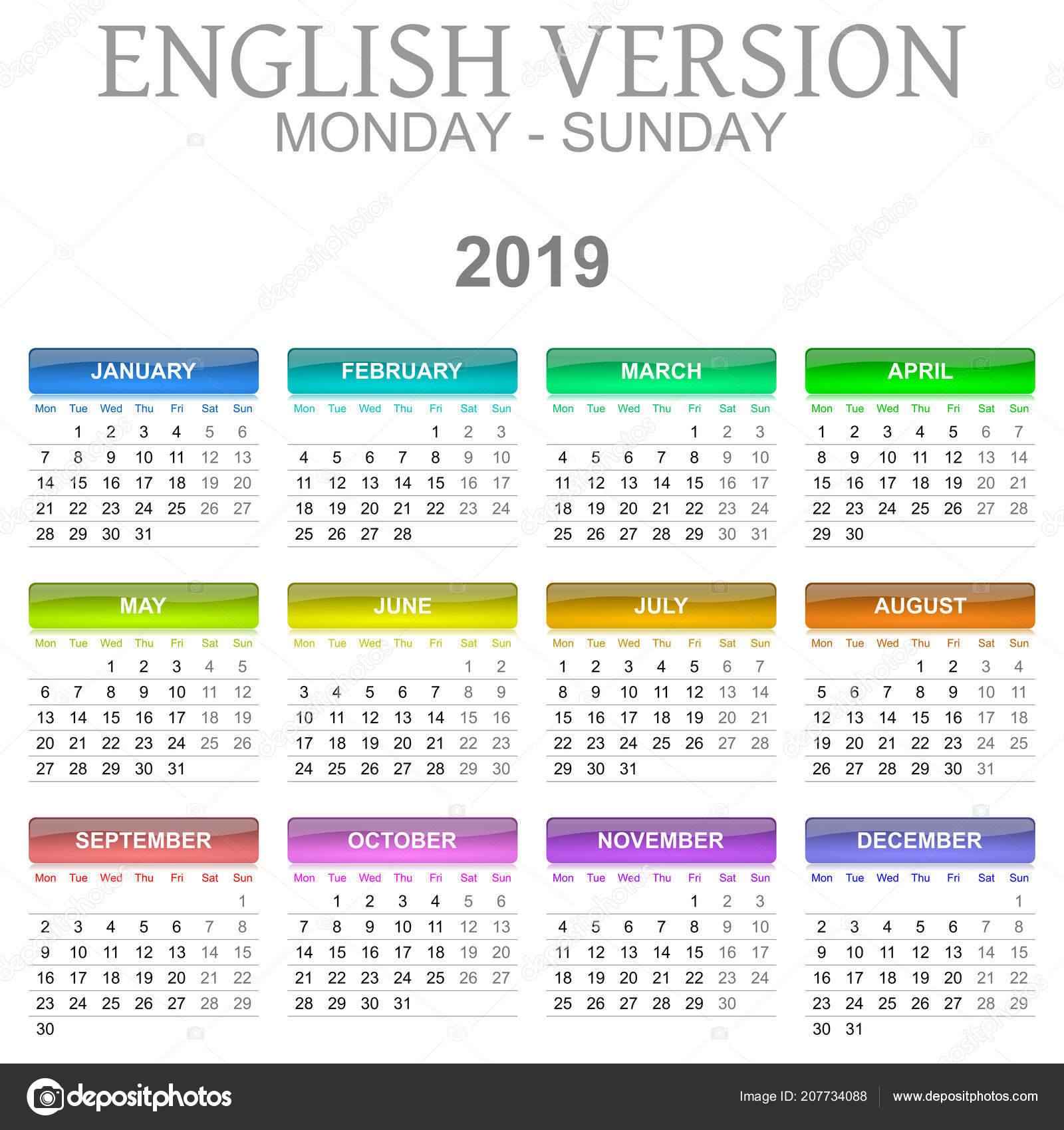 colorful-monday-sunday-2019-calendar-english-language-version