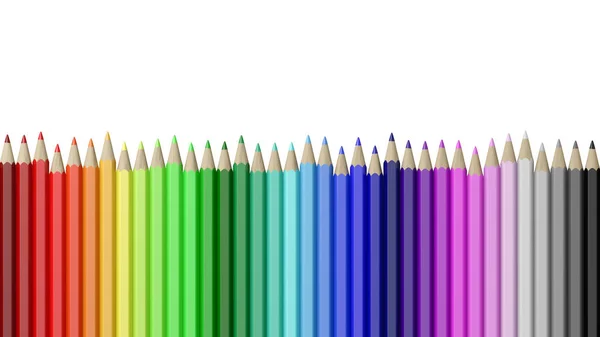 Arco Íris Lápis Madeira Coloridos Alinhados Isolados Ilustração Fundo Branco — Fotografia de Stock