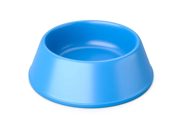 Empty Blue Plastic Pets Bowl Isolated White Background Illustration — Stock Photo, Image