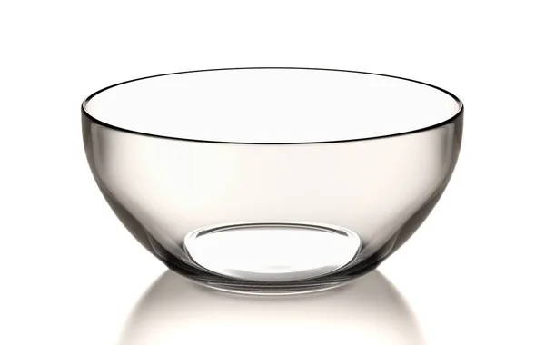 One Single Empty Transparent Glass Bowl White Background Illustration — Stok Foto