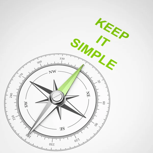 Kompas Magnetyczny Igłą Skierowaną Zielony Zachować Prosty Tekst Białym Tle — Zdjęcie stockowe