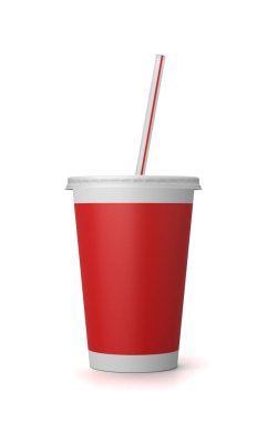 Kırmızı Fast Food Kupası saman ile içme