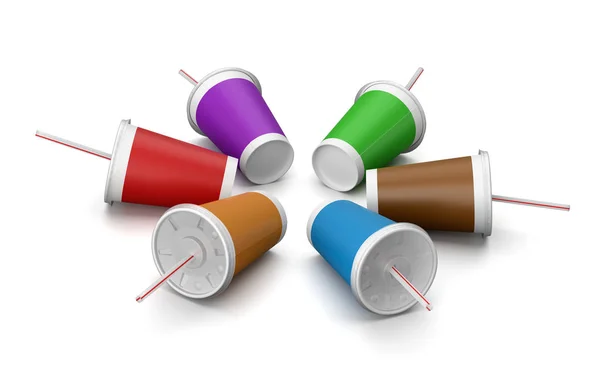 Colorful Fast Food Drinking Cups with Straw — Stock Photo, Image