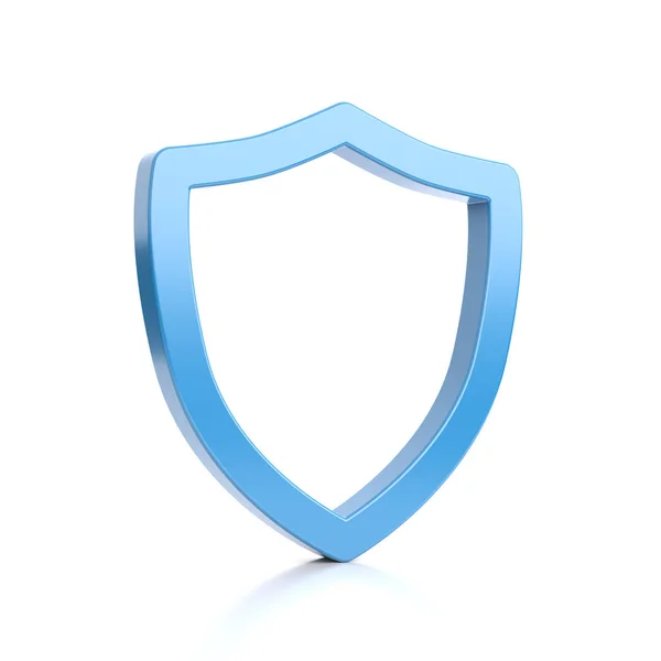 Blue Outline Shield Shape on White — Stock Photo, Image