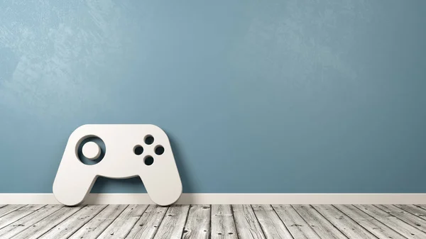 Simbol Pengontrol Gamepad di Lantai kayu Terhadap Dinding — Stok Foto