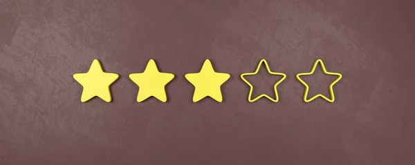 Three of Five Stars Rating, Middle Rating Concepts — Stock Photo, Image