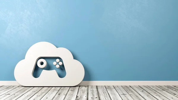 Cloud Gaming Symbol a fa padló ellen Wall — Stock Fotó