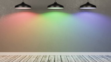 Rgb Işık Lambaları Ile Aydınlatılmış Boş Bir OdaNın Duvarı