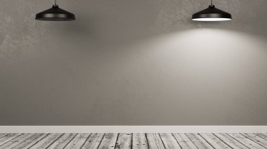 Boş Bir Odanın Duvarını Aydınlatan Lambalar, Bir Lamba Kırık