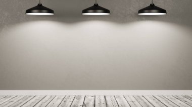 Lambalarla Aydınlatılan Boş Bir Odanın Duvarı