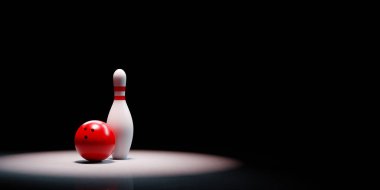 Bowling Ball Spotlighted siyah arka plan ile Skittle