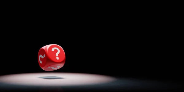 Question Mark Dice Spotlighted on Black Background — Stock Photo, Image