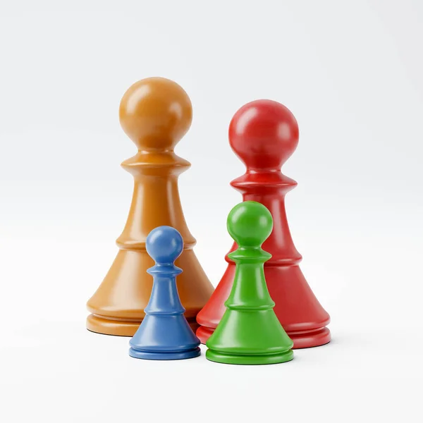 Barevné dřevěné šachy, Rodinná koncepce — Stock fotografie