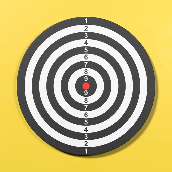 Dart Target op gele achtergrond — Stockfoto