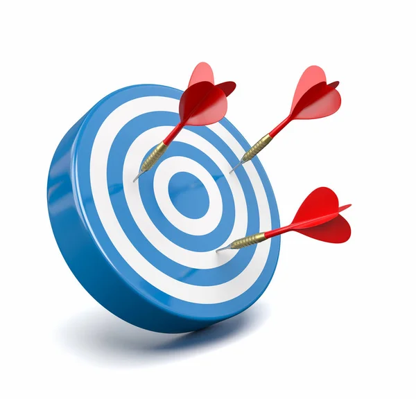 Red Darts Hitting a Blue Target, Failure Concept — Stock Photo, Image