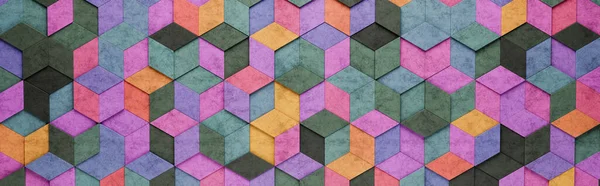 Barevné Rhombus a šestiúhelníky 3D vzor pozadí — Stock fotografie