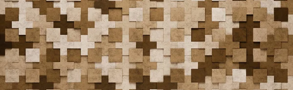 Brown Squares and Crosses 3D Pattern Background — Stock Photo, Image