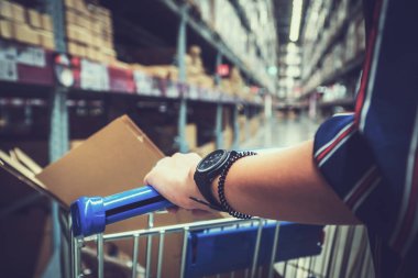 alışveriş ve mobilya mağazasında onu apartmen için seçtiğiniz yürüyen güzel kadın