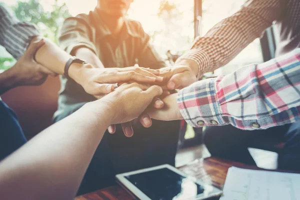 Business People Joined Hand Meeting Desk — Stock Photo, Image