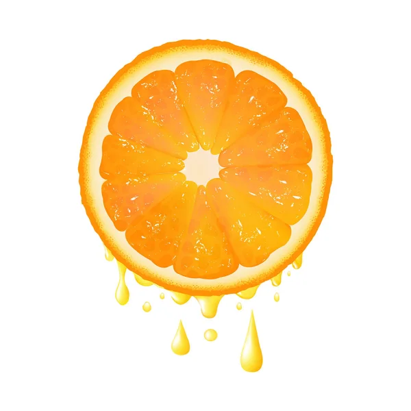 Orange Skiva Med Juice Drops Med Gradient Mesh Vektor Illustration — Stock vektor