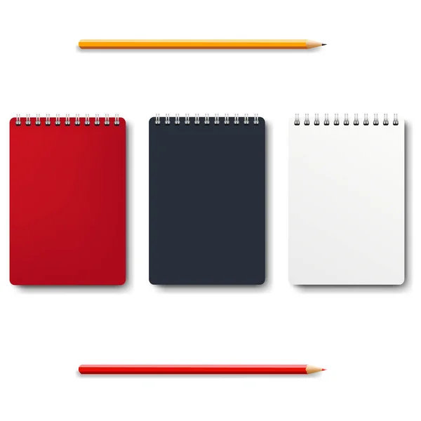 Notebook Isolated Pencils White Background Gradient Mesh Vector Illustration — стоковий вектор