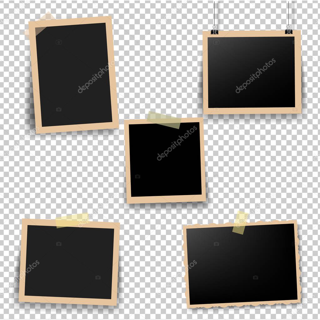 Old Photo Frame With Transparent Background With Gradient Mesh, Vector Illustration