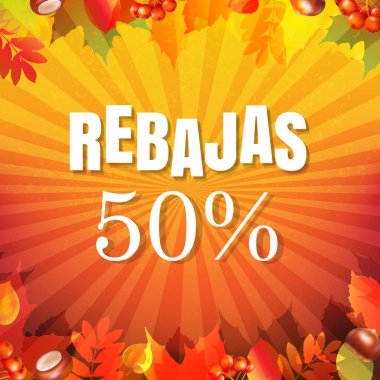 Sonbahar Rebajas Bayrağı Gradyan Ağ, Vektör Resimleriyle
