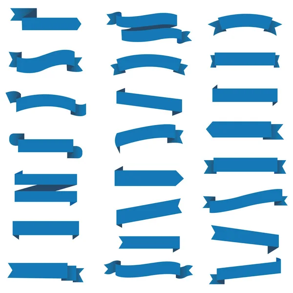 Modrá Stuha Sada Izolované Bílé Pozadí Přechodovou Sítí Vektorová Ilustrace — Stockový vektor