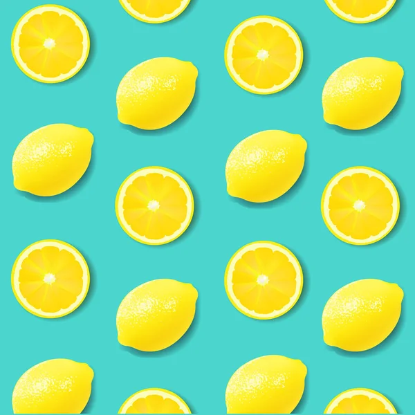 Lemon Poster Isolated Mint Background Gradient Mesh Vector Illustration — Stock Vector