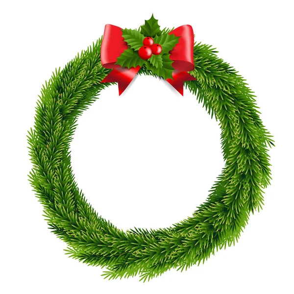 Kerst Wreath Geïsoleerd Met Gradiënt Mesh Vector Illustratie — Stockvector