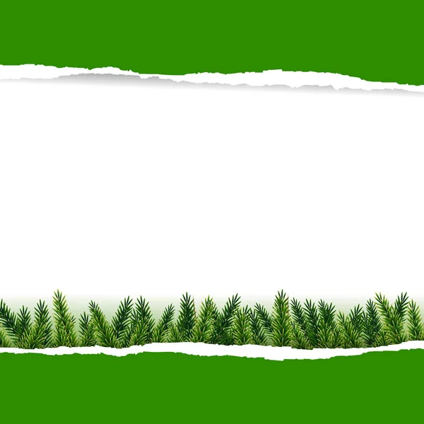 Ripped Green Paper Furtree Gradient Mesh Vector Illustration — Stock Vector