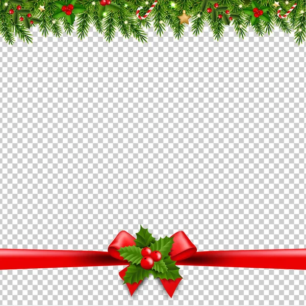 Christmas Garlands Transparent Background Gradient Mesh Vector Illustration — 스톡 벡터