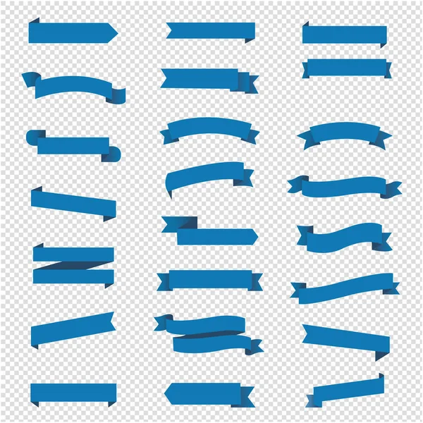 Μπλε Κορδέλα Σετ Απομονωμένο Διαφανές Φόντο Βαθμονομημένο Πλέγμα Διανυσματική Απεικόνιση — Διανυσματικό Αρχείο