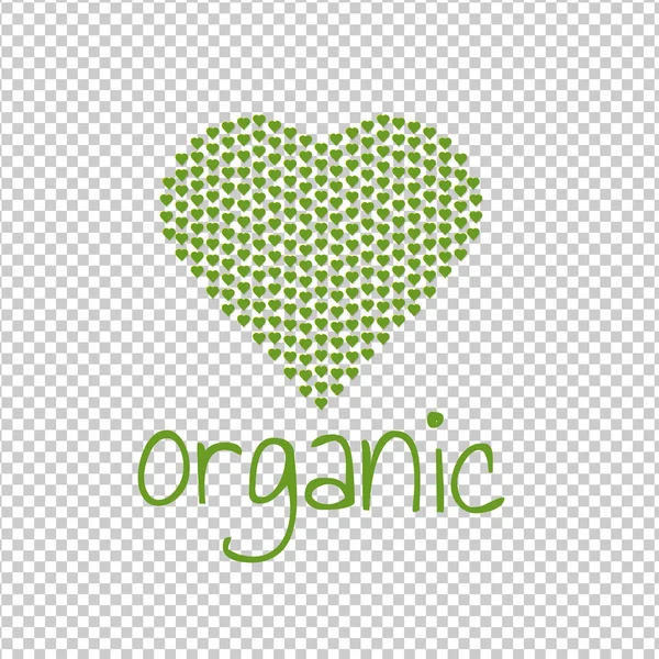 Organic Green Heart Transparent Background Gradient Mesh Vector Illustration — Stock Vector