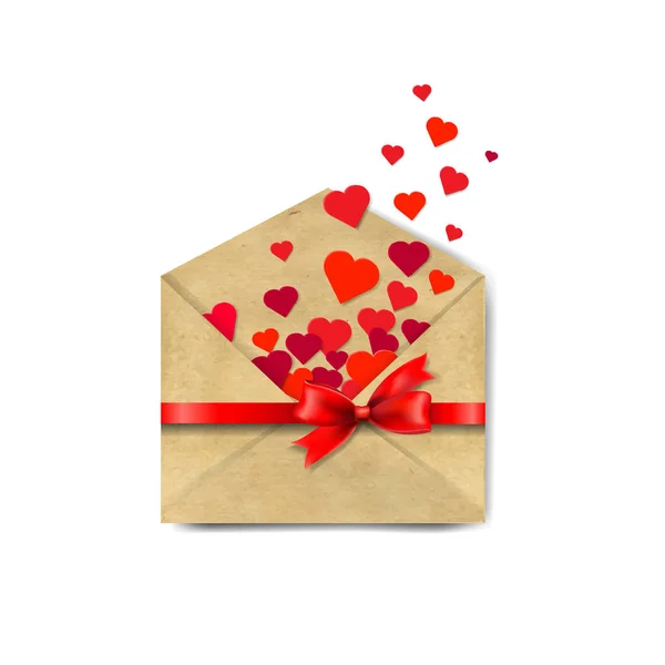 Envelop Com Corações Vermelhos Fundo Branco Com Malha Gradiente Ilustração — Vetor de Stock