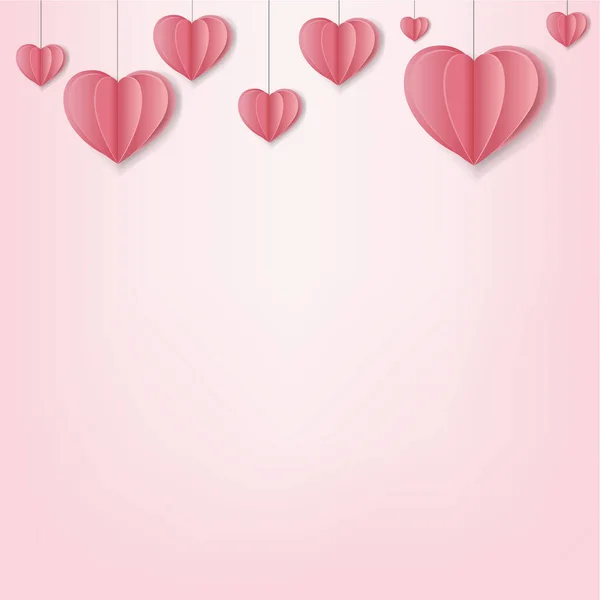 Papírové Srdce Okraj Růžové Pozadí Gradientní Sítí Vektorové Ilustrace — Stockový vektor