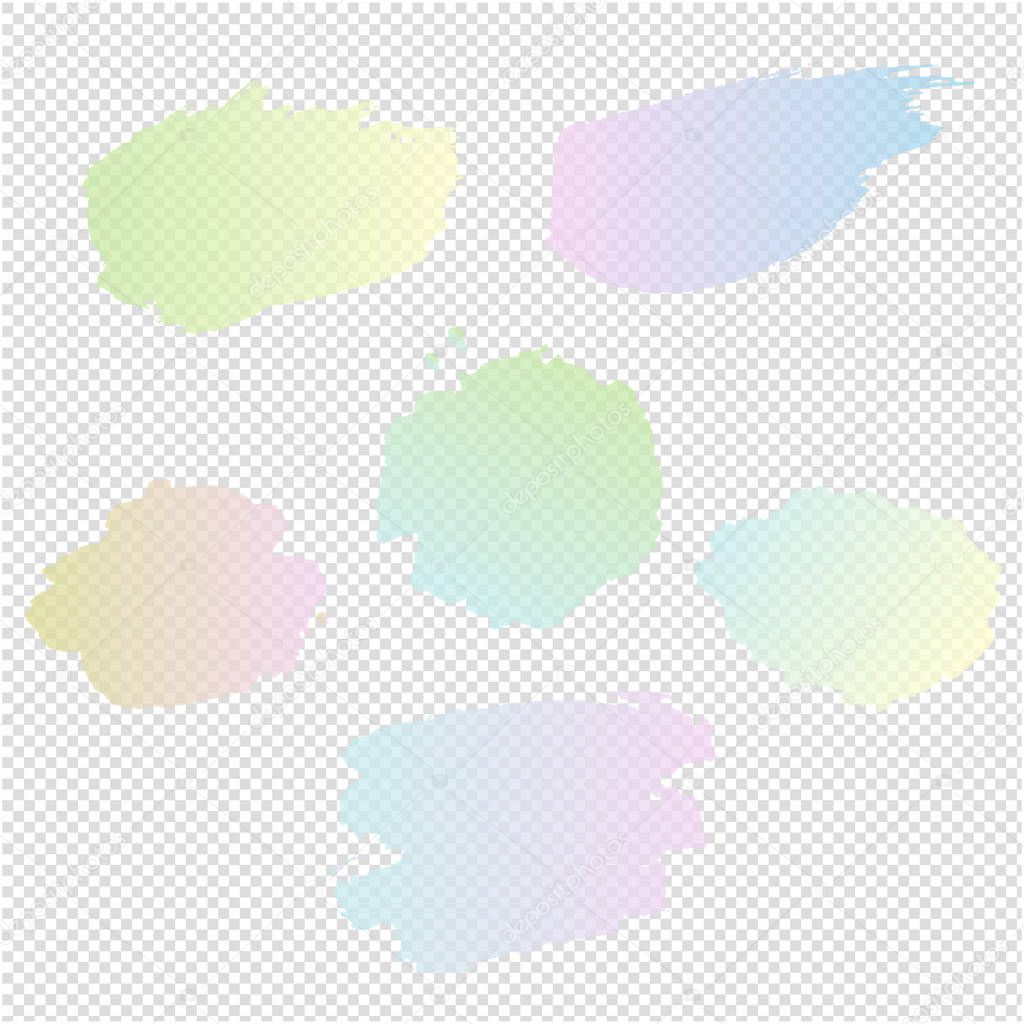 Pastel Blots Set Isolated Transparent Background, Vector Illustration