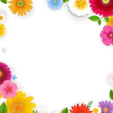 Gradyan Ağlı Çiçeklerle Çerçeve, Vektör İllüstrasyonu