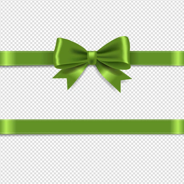 Green Bow Isolated Transparent Background Gradient Mesh Vector Illustration — стоковый вектор