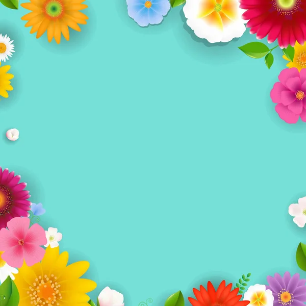 Tavaszi Virágok Levelek Színátmenet Háló Vektoros Illusztráció Poszter — Stock Vector