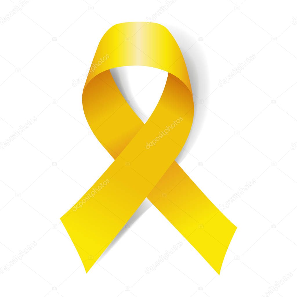 Yellow Ribbon Isolated With Gradient Mesh, Vector Illustration