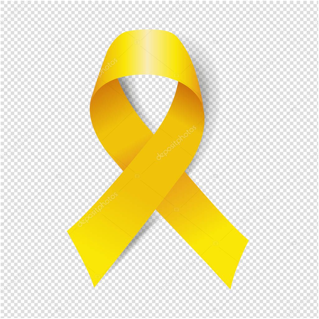 Yellow Ribbon Isolated Transparent Background With Gradient Mesh, Vector Illustration