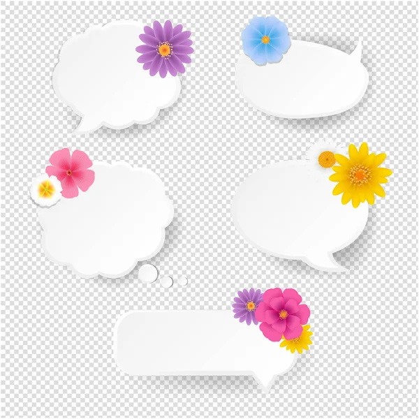 Sprechblase Mit Blumen Transparenter Hintergrund Mit Gradientennetz Vektorillustration — Stockvektor