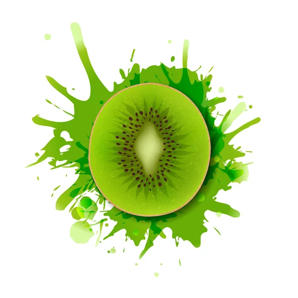 Kiwi Frutas Com Tinta Com Malha Gradiente Vector Illustratio —  Vetores de Stock